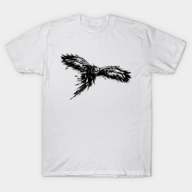 Phoenix, Mythical Firebird- Black Version T-Shirt by sketchbooksage